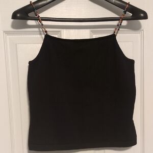 Lauren Ralph Lauren Black Tank with Beaded Straps Petite M